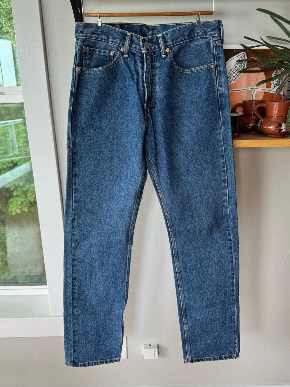 Vintage Y2K Levis 505 Dark Blue Classic Rinse Denim Jeans Size 32 x 34